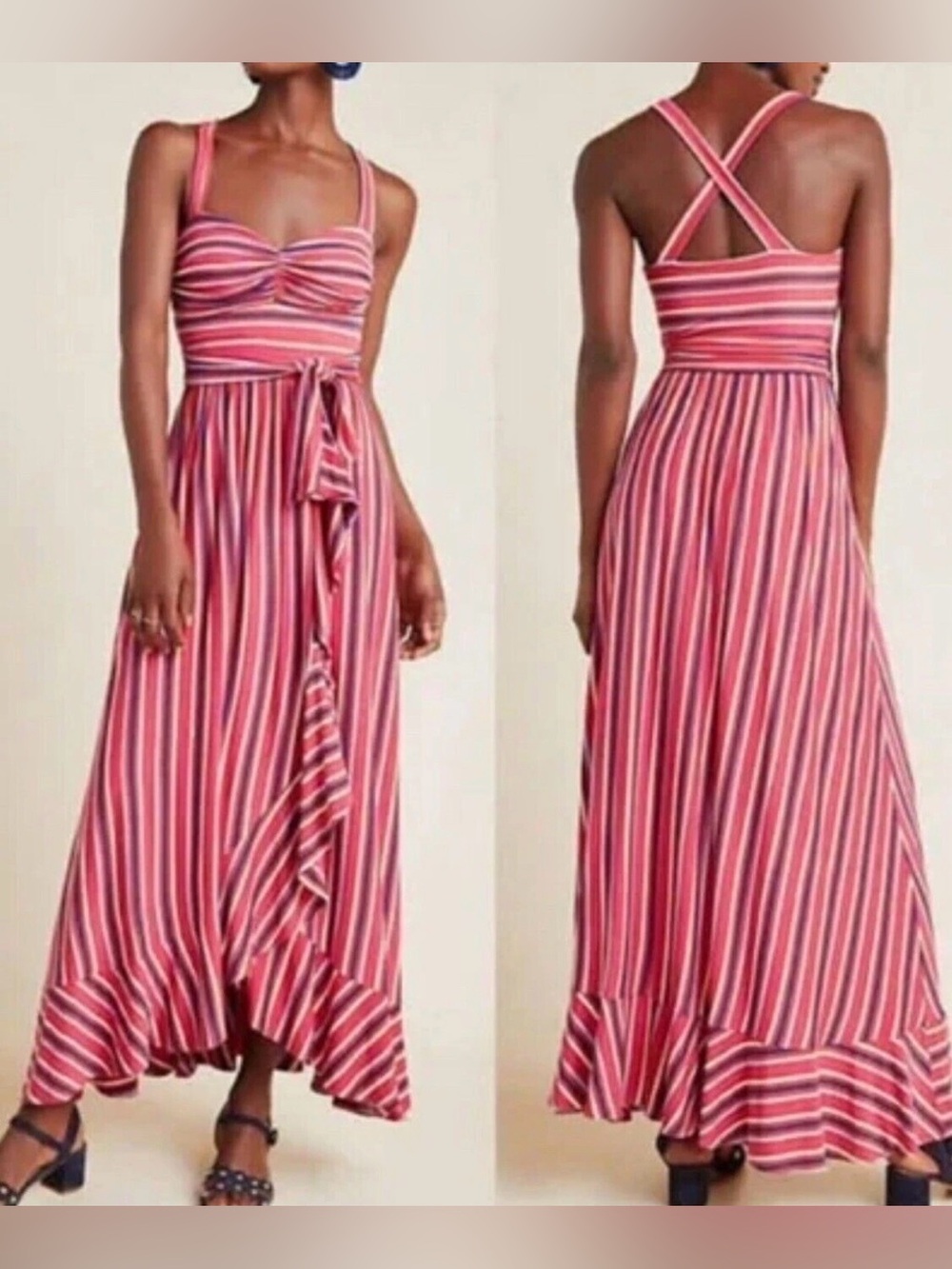 Anthropologie the Maeve Gabriela Ruffled Maxi Dress Size Small
